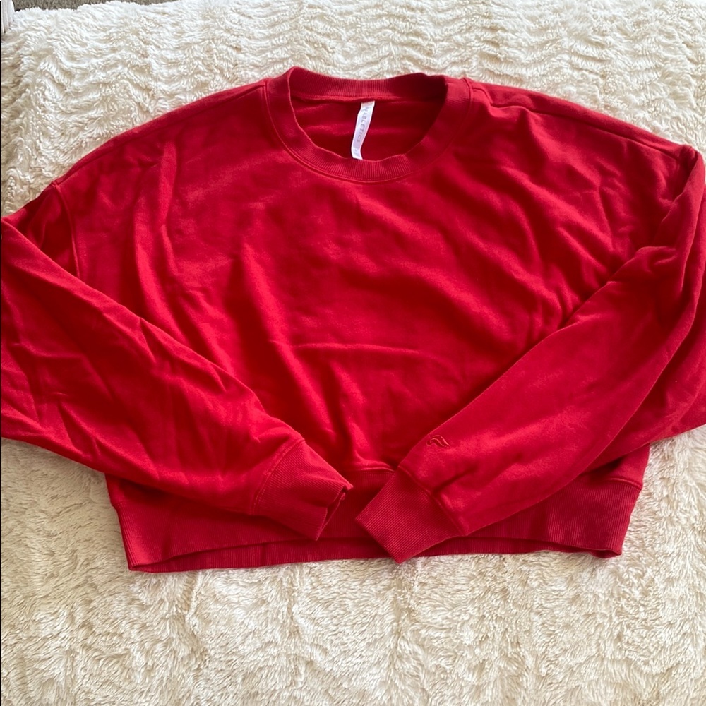 Fabletics Red Relaxed Crop Sweatshirt